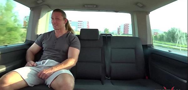  Horny Stud Has Prompted Leggy Barbie to Ride his Cock on the Van Backseat